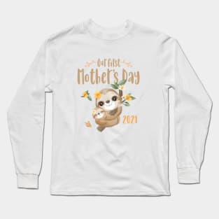 Cute Sloth Mom and Baby Mothers Day 2021 Long Sleeve T-Shirt